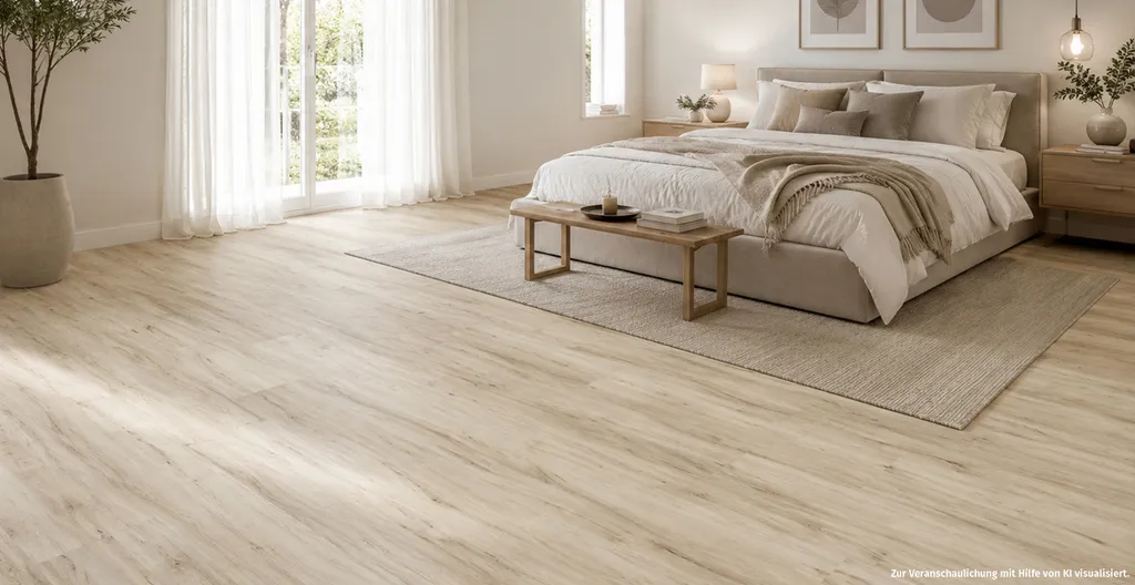 HORI Klick-Vinylboden HDF Birke Spree gebürstet Landhausdiele Schlafzimmer.jpg