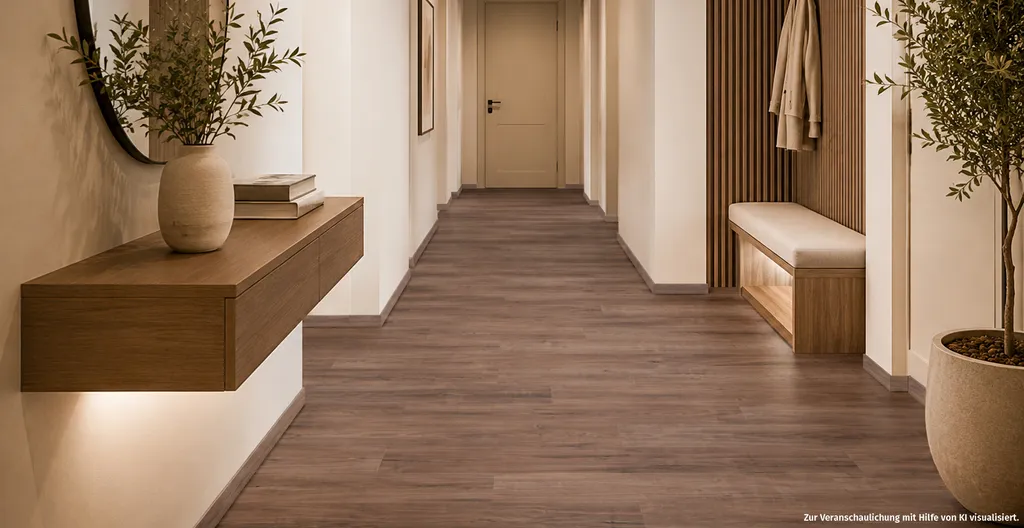 ter Hürne Klick-Vinylboden HDF Wood Edition Comfort SEAL Nussbaum Abu Dhabi OF 2482 Ambiente Bild (Flur, modern).jpg