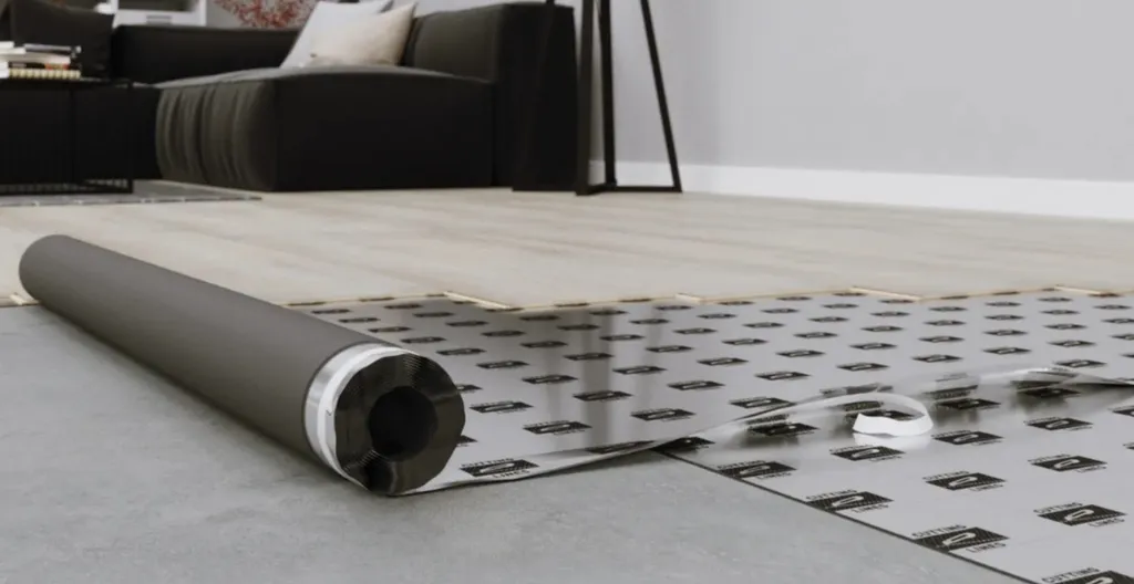Hier ist eine Trittschalldämmungsfolie für Laminat zu sehen