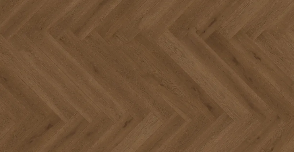 Hier ist ein dunkler Parkettboden in Fischgrätoptik zu sehen.