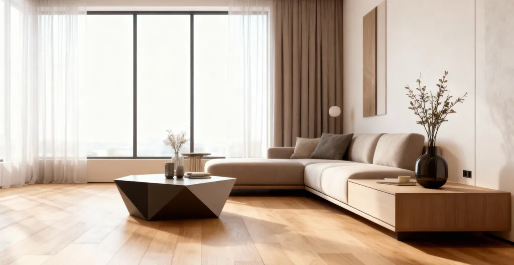 Hier ist ein Ambiente Bild eines hellen Laminat Bodens Buche zu sehen.