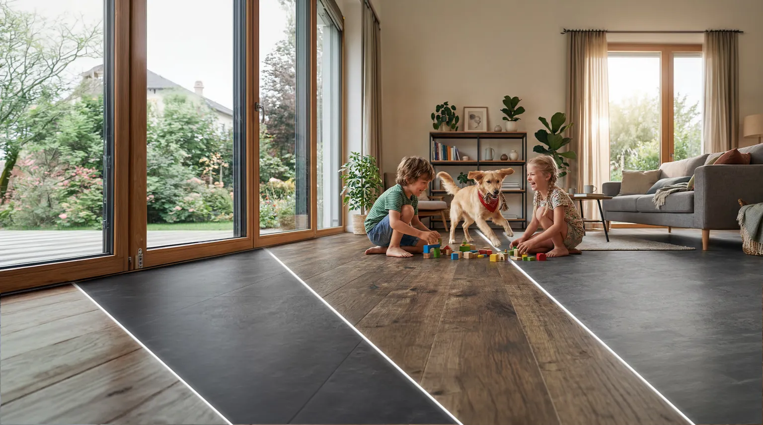 Kinder auf Vinylboden