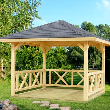 Quadratischer Pavillon mit Brüstung
