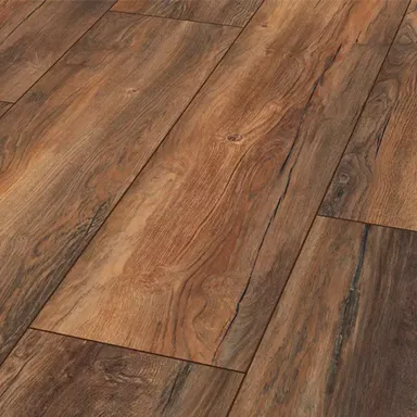 Nahaufnahme dunkles Laminat mit Holzdekor