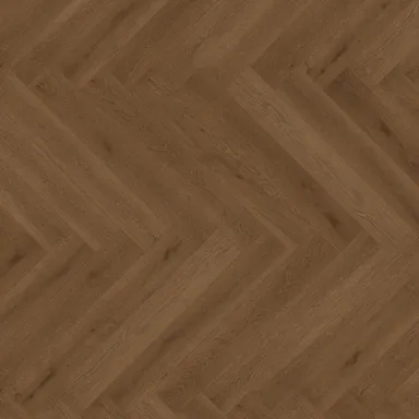 Hier ist ein dunkler Parkettboden Eiche in Fischgrätoptik zu sehen.