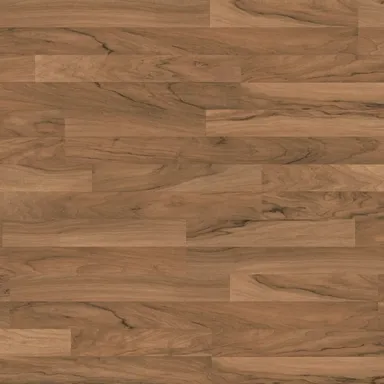 Auf diesem Bild ist ein mittel dunkler Laminatboden Nussbaum zu sehen.