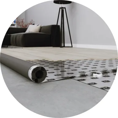 Hier ist eine 3in1 Trittschalldämmung zu sehen sein