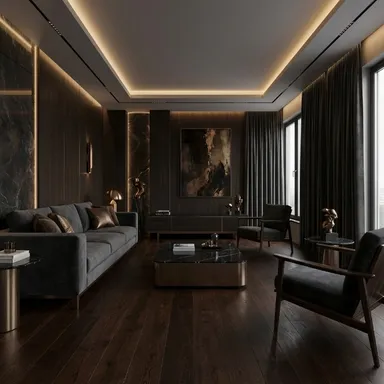 Hier ist ein Ambiente Bild eines dunklen Parkettbodens zu sehen.