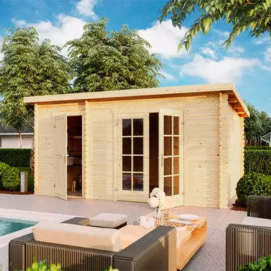 Gartenhaus mit integriertem Geräteschuppen
