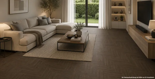 PARADOR Klebe-Vinylboden Trendtime 3 Dryback Eiche Oxford dunkelbraun Seidenmatte Struktur Fischgrät 3 Vergleich Ambiente.jpg