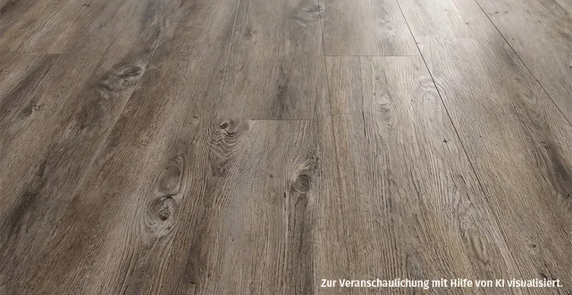 Holzboden Optik eines dunkel brauen Vinylbodens in Holzoptik