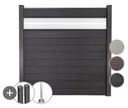 GroJa WPC/BPC Sichtschutzzaun Stecksystem mit Alu-Pfosten mit 30 cm Glaseinsatz Komplettset 0