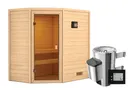 Woodfeeling Massivholz-Sauna Jella Eckeinstieg 38 mm 2