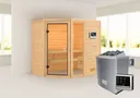 Woodfeeling Massivholz-Sauna Jada Eckeinstieg 38 mm 1