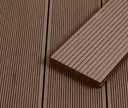 HORI Terrassendielen Komplettset WPC Mauritius massiv braun grob / fein geriffelt 20 x 140 mm 0