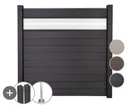 GroJa WPC/BPC Sichtschutzzaun Stecksystem mit 30 cm Glaseinsatz Komplettset 0