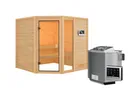 Woodfeeling Massivholz-Sauna Tabea Eckeinstieg 38 mm 2