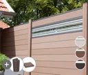 GroJa WPC/BPC Sichtschutzzaun Stecksystem mit 30 cm Glaseinsatz Komplettset 2