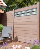 GroJa WPC/BPC Sichtschutzzaun Stecksystem mit 30 cm Glaseinsatz Komplettset 1