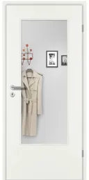 PRÜM Zimmertür Weißlack RAL9010 mit Lichtausschnitt Eckkante 0