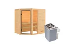 Woodfeeling Massivholz-Sauna Jada Eckeinstieg 38 mm 3