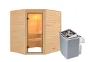 Woodfeeling Massivholz-Sauna Elea Eckeinstieg 38 mm 2