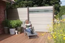 GroJa WPC/BPC Sichtschutzzaun Stecksystem mit 30 cm Glaseinsatz 0