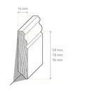 HORI Massivholzkern- Sockelleiste Gletscherweiß foliert ähnlich RAL 9016 Hamburger Profil 1