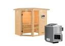 Woodfeeling Massivholz-Sauna Jada Eckeinstieg 38 mm 2