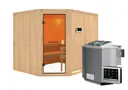 Woodfeeling Massivholz-Sauna Horna Eckeinstieg 68 mm 2