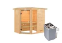 Woodfeeling Massivholz-Sauna Jada Eckeinstieg 38 mm 3