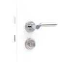 HORI Zimmertür Valencia Weißlack RAL9010 mit Lichtausschnitt Eckkante Röhrenspan Komplettset 11