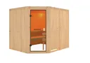 Woodfeeling Massivholz-Sauna Horna Eckeinstieg 68 mm 2