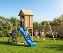 HORI Spielturm Ben, KDI grün mit 2 Schaukeln und Rutsche blau 3