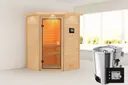 Woodfeeling Massivholz-Sauna Antonia Eckeinstieg 38 mm 0
