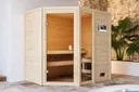 Woodfeeling Massivholz-Sauna Jada Eckeinstieg 38 mm 0