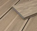 HORI Terrassendielen Komplettset WPC Maui Massiv beige tiefe Holzstruktur + geriffelt 21 x 143 mm 1