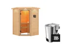 Woodfeeling Massivholz-Sauna Antonia Eckeinstieg 38 mm 2