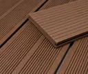 HORI Terrassendielen Komplettset WPC Bali Massiv dunkelbraun beidseitig geriffelt 20 x 140 mm 1