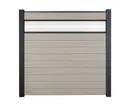 GroJa WPC/BPC Sichtschutzzaun Stecksystem mit Alu-Pfosten mit 30 cm Glaseinsatz Komplettset 1