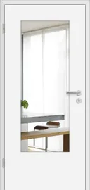 HORI Zimmertür CPL Weiß RAL9010 mit Lichtausschnitt Röhrenspan Rundkante Komplettset 0