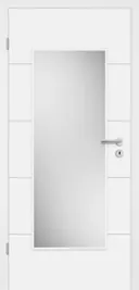 HORI Zimmertür Valencia Weißlack RAL9010 mit Lichtausschnitt Eckkante Röhrenspan Komplettset 0