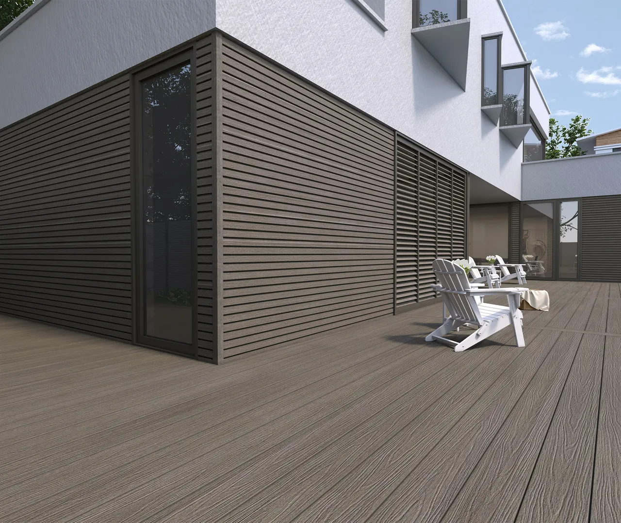 HORI Terrassendiele WPC Hohlkammer Co-Extrudiert tiefe Struktur 22,5 x 210 mm Grau (10041002436)