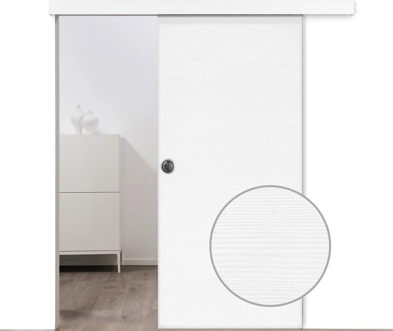 HORI Schiebetür CPL Eiche weiß strukturiert quer Röhrenspan Designkante (10040256271)