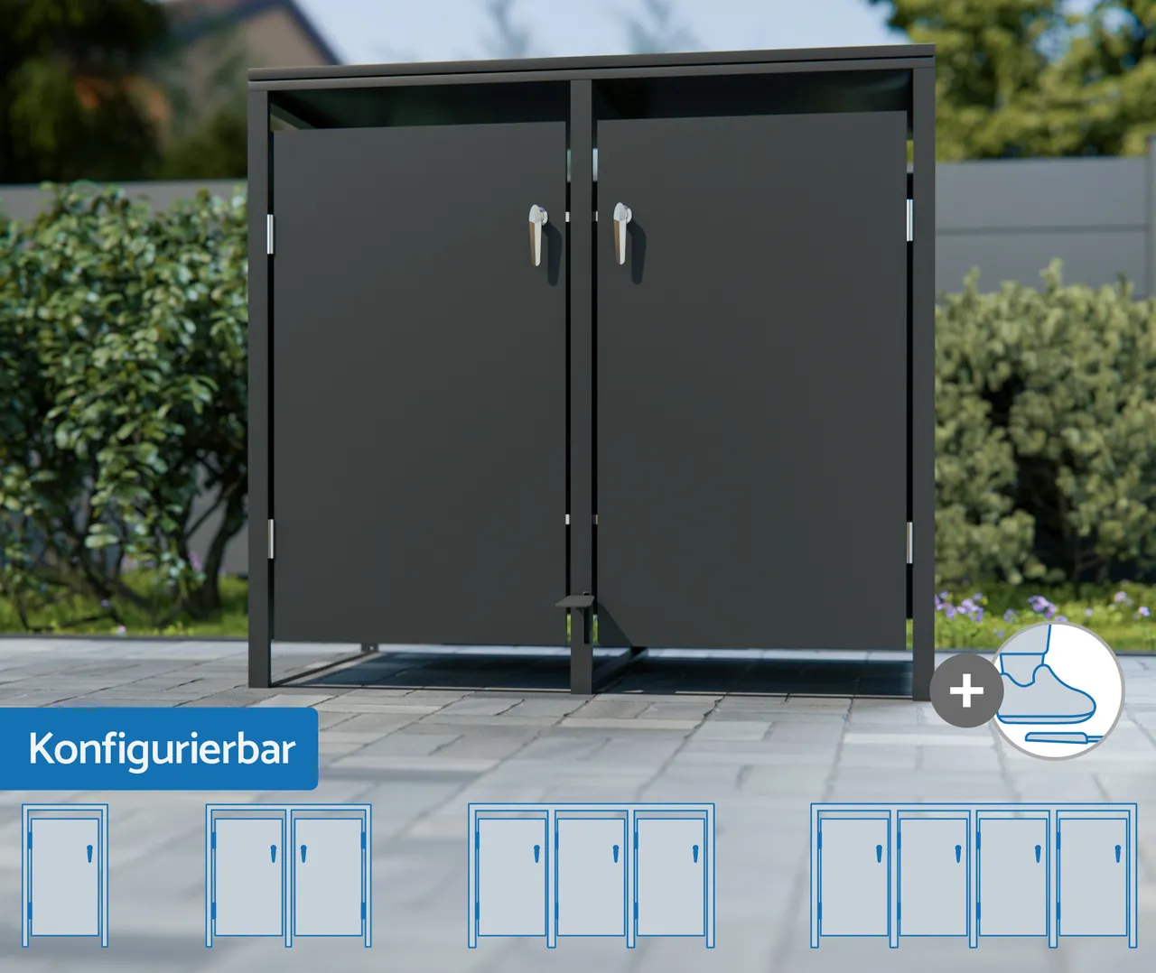 HORI Mülltonnenbox Cleanman 4 Anthrazit mit Fuß Pedal (10040371737)