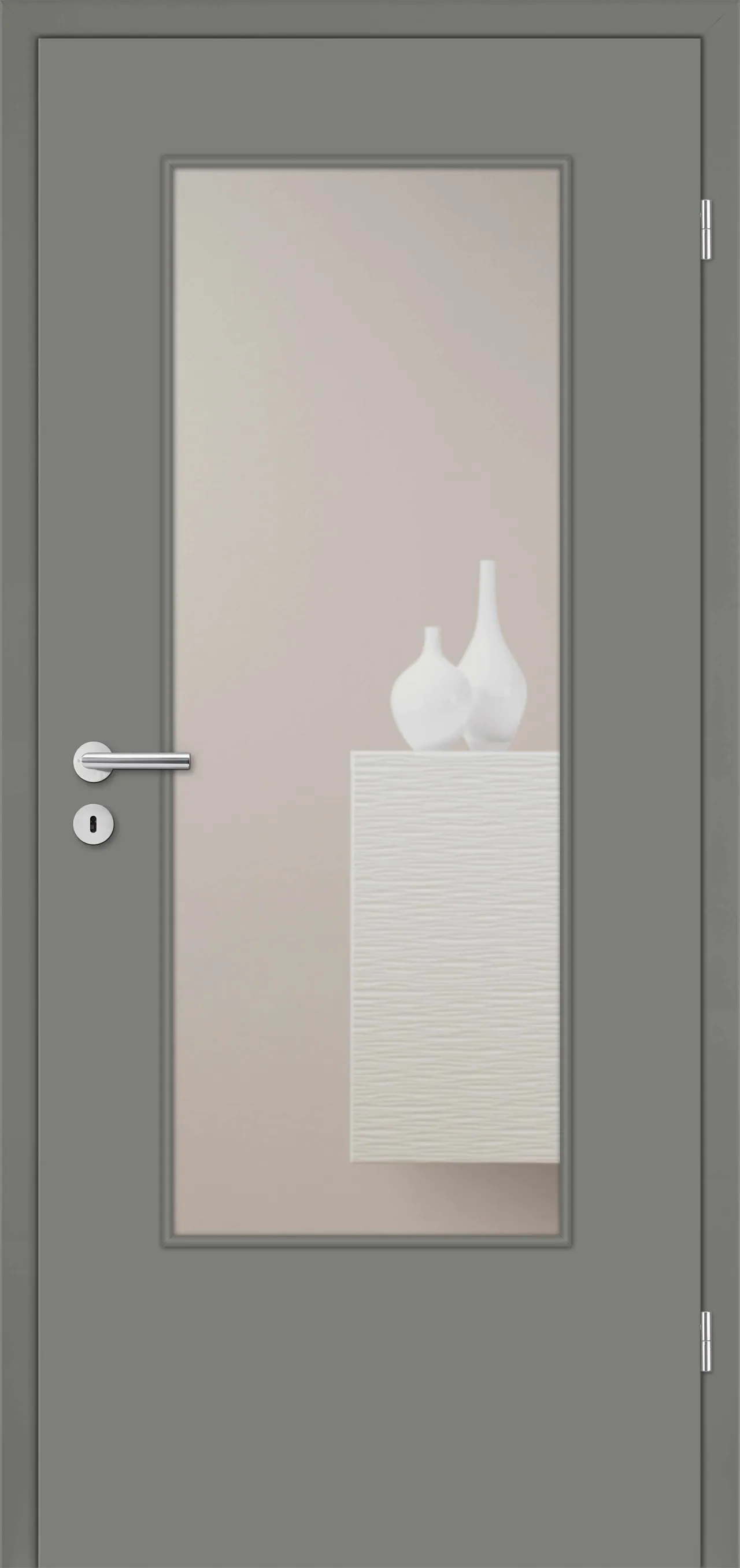 HORI Zimmertür Lavagrau RAL7037 lackiert mit Lichtausschnitt Röhrenspan Designkante (10030079003)