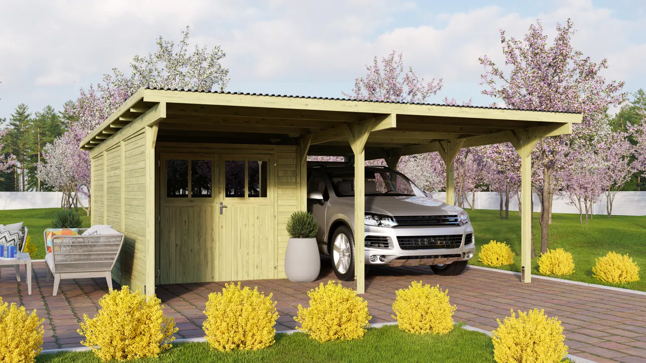 Karibu Doppelcarport Eco inkl. Abstellraum (10030016600)