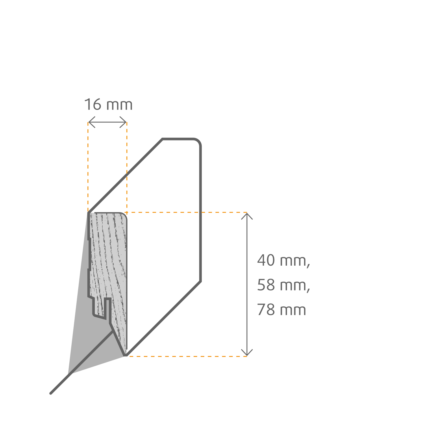 HORI MDF-Kern Sockelleiste Gletscherweiß Grundierfolie ähnlich RAL 9016 Modern Profil
