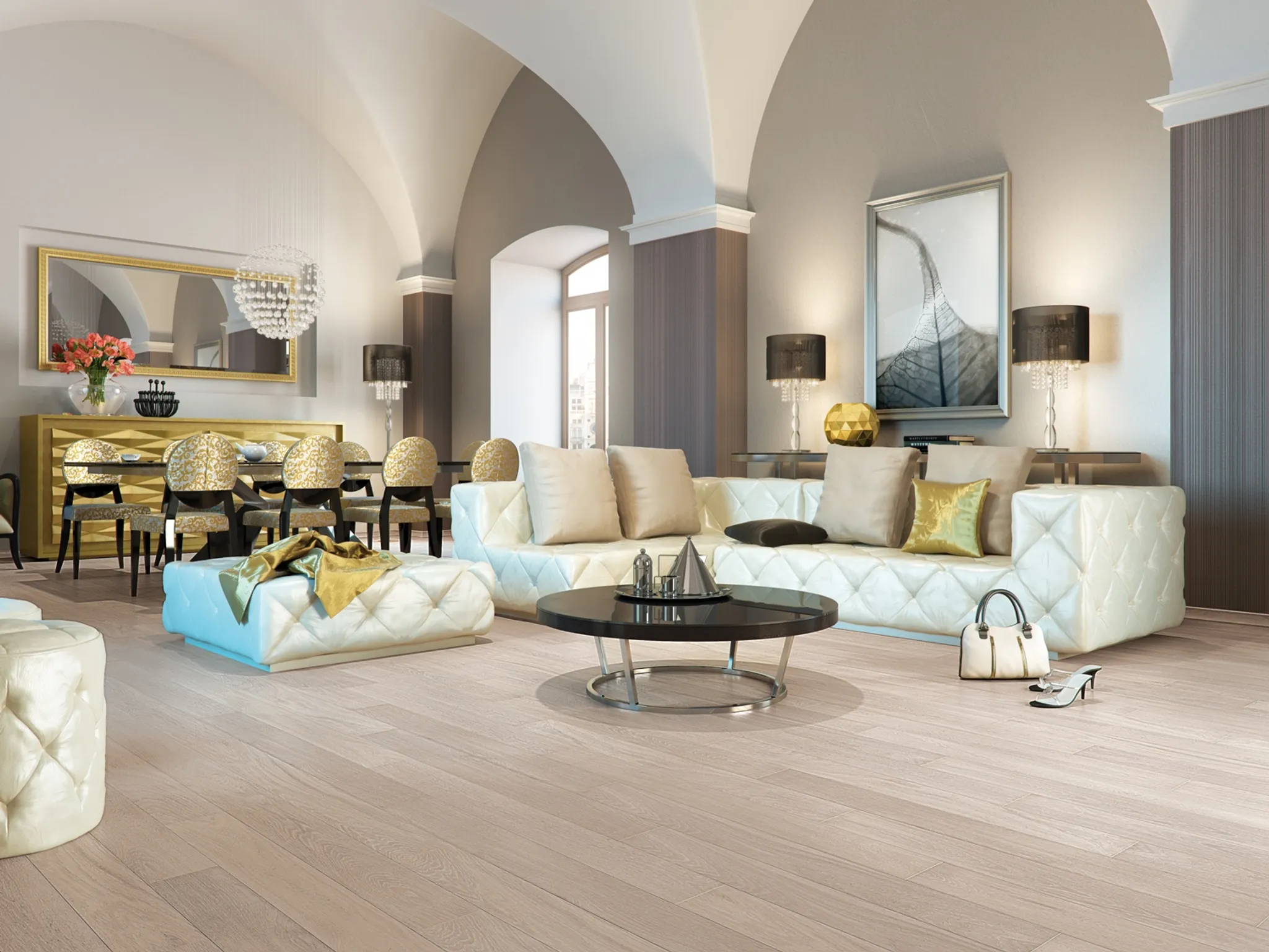 HORI Parkett 300 Eiche Family weiß gebürstet Landhausdiele Natur-geölt 1