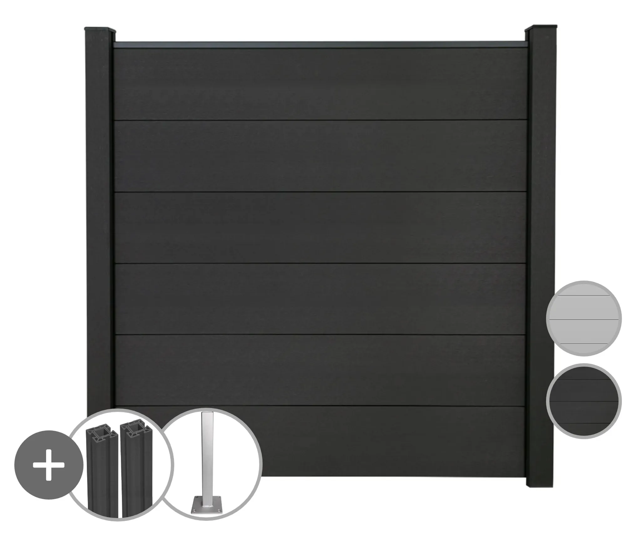 GroJa WPC/BPC Sichtschutzzaun Stecksystem Set GRANDE Komplettset 0